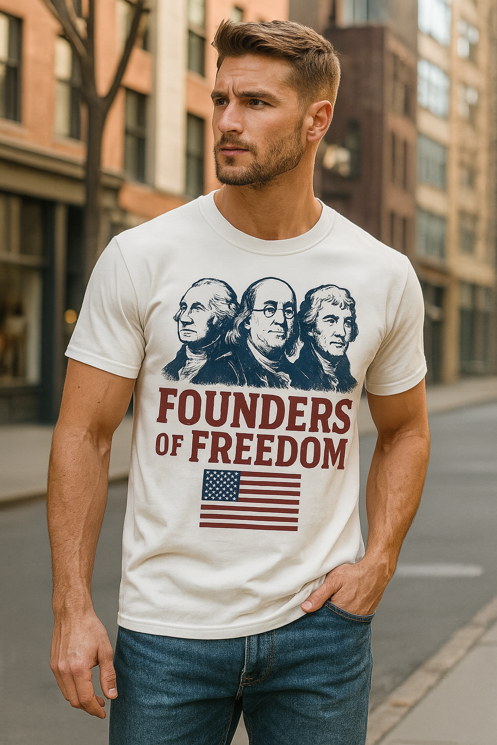 Founders of Freedom – Patriotic T-Shirt, 100% Cotton, Unisex