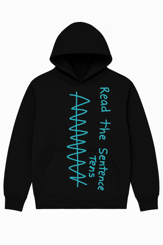 Black Hoodie — “READ” Handwritten Graphic | Unisex