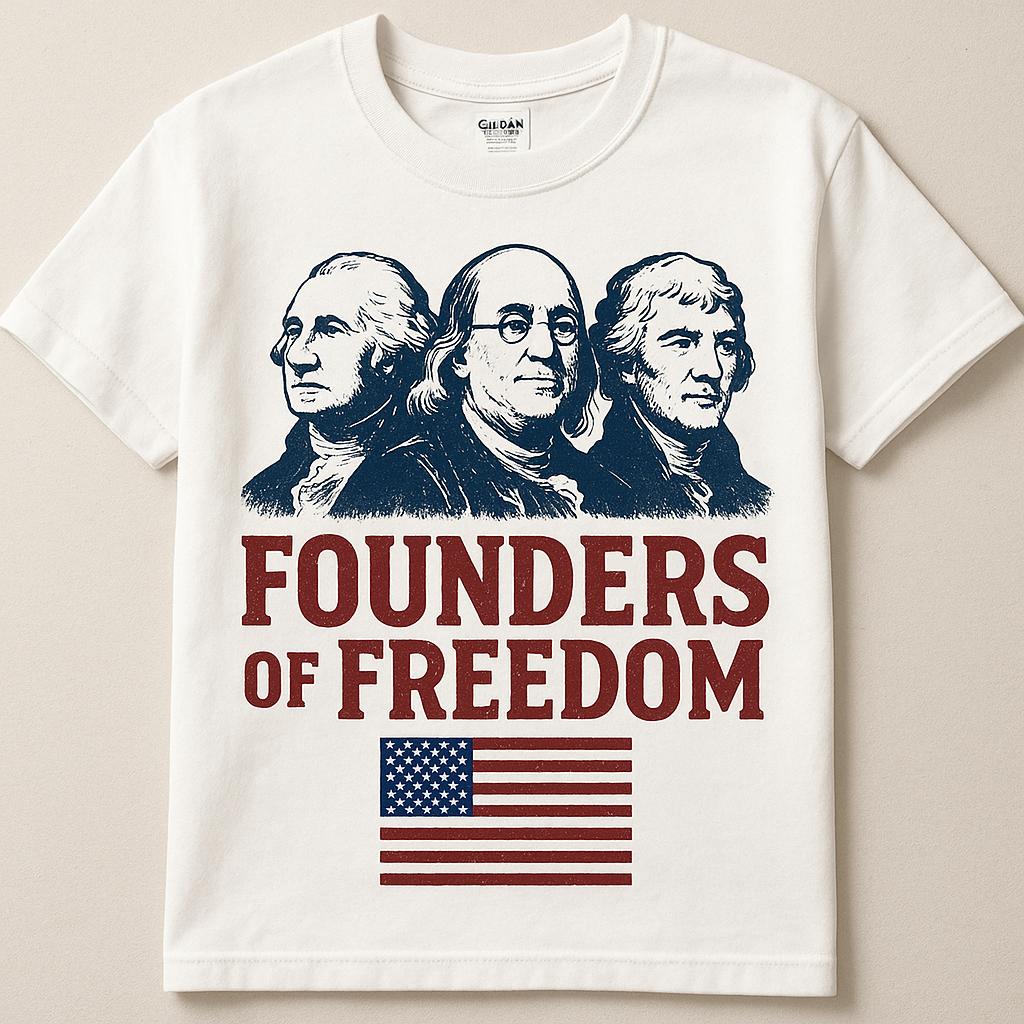 Founders of Freedom – Patriotic T-Shirt, 100% Cotton, Unisex