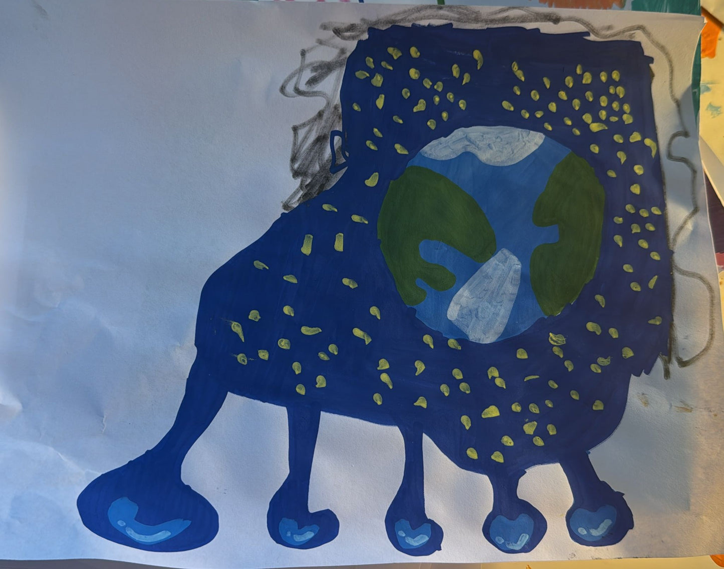 White Hoodie – “Planet Creature” Design by Mark, Age 7