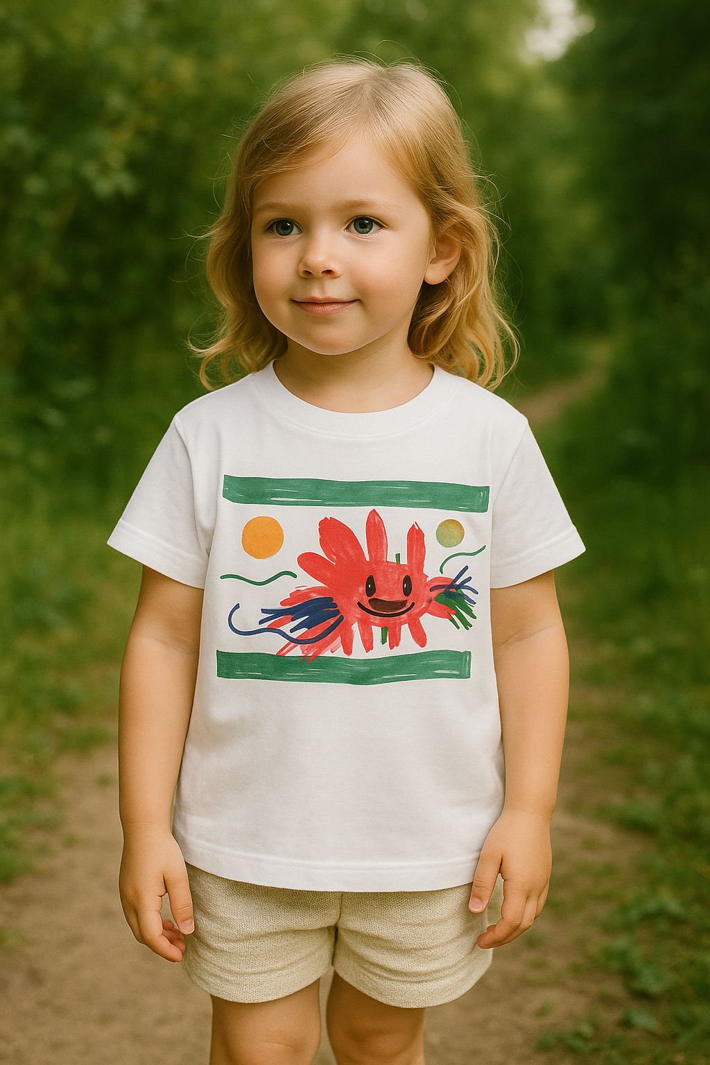 Sun & Scribbles” Kids’ T-Shirt — 100% Cotton, Unisex, Made in Sacramento
