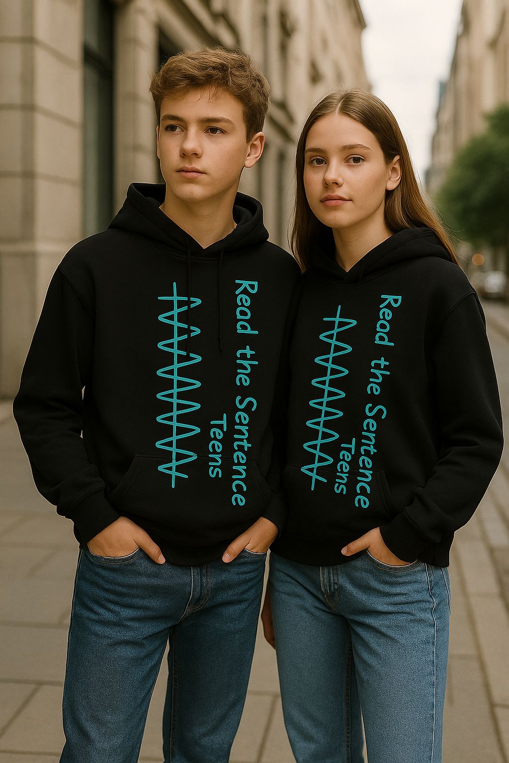 Black Hoodie — “READ” Handwritten Graphic | Unisex